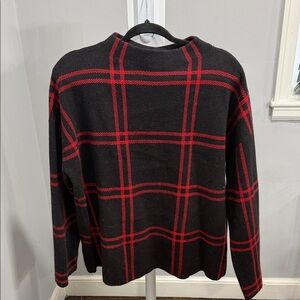 Ann Taylor Black and Red Plaid Turtleneck Sweater